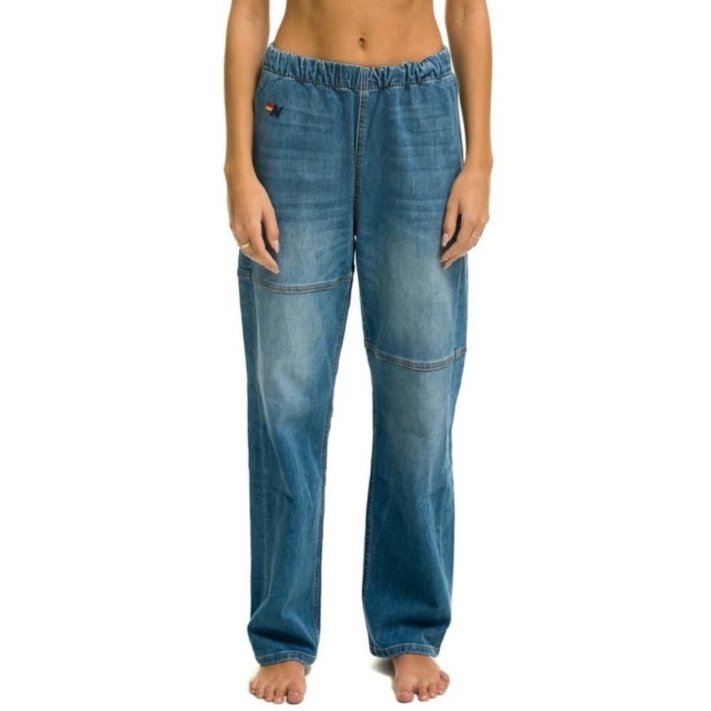 Aviator Nation Relaxed Blue Straight Leg Jeans mid rise Ranch size medium